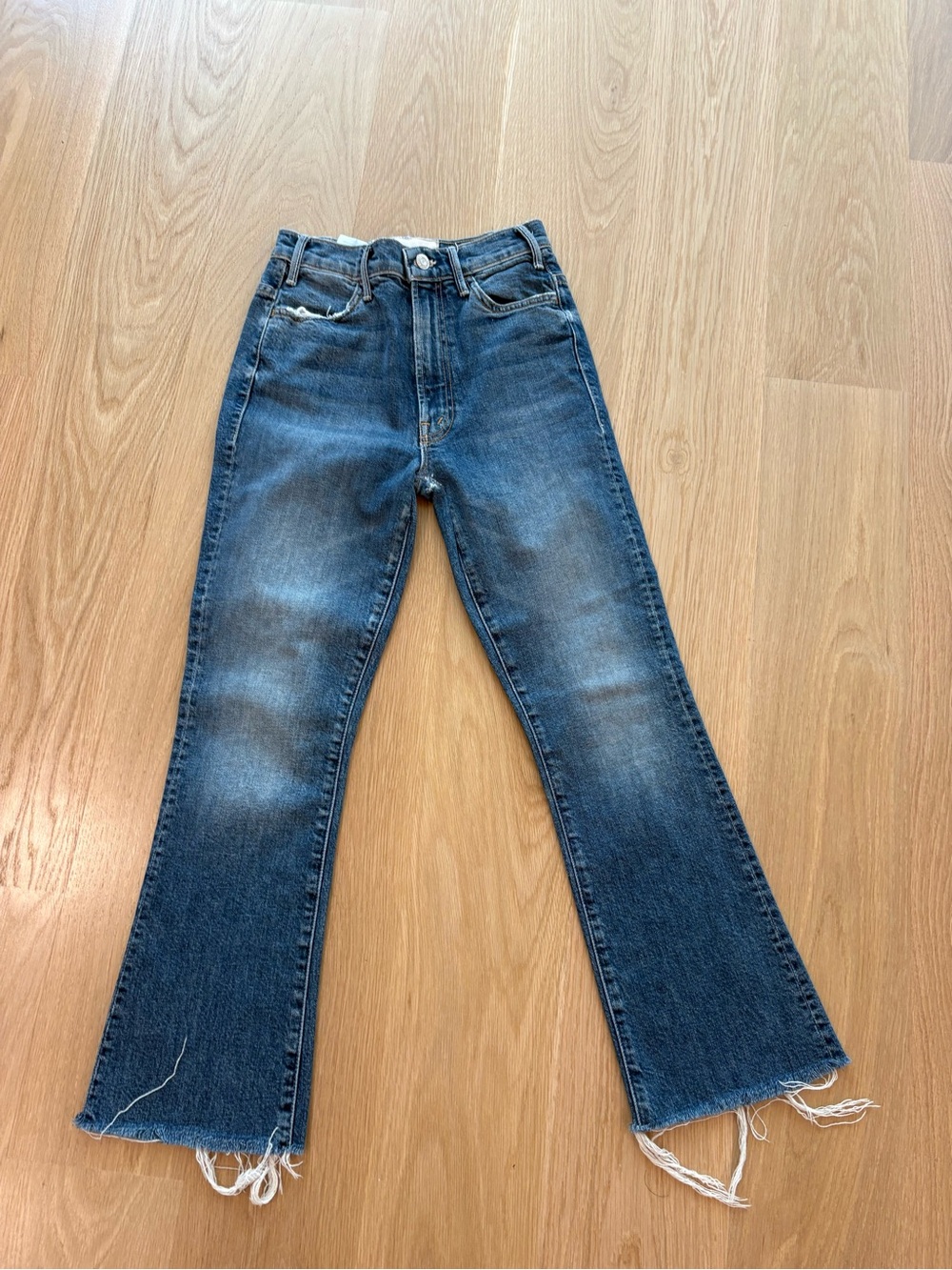 Dark Blue Women's Bootcut Jeans Mother denim fray hustler 24 waist perfect